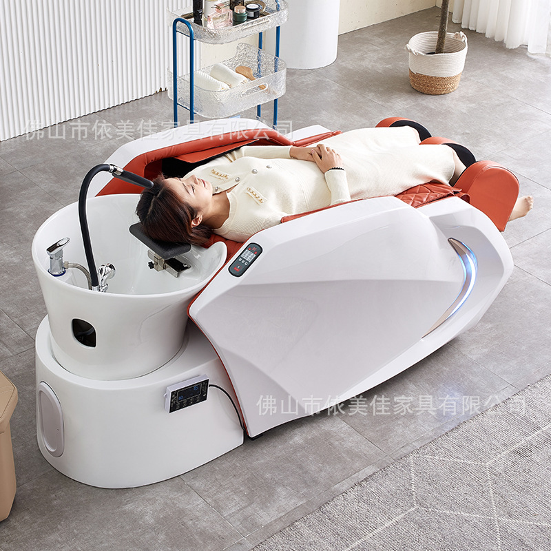 Cama de lavado de cabello de masaje inteligente para barbería especial de circulación de agua a temperatura constante, sala de peluquería multifuncional de tratamiento de cabello, cama de lavado de cabello