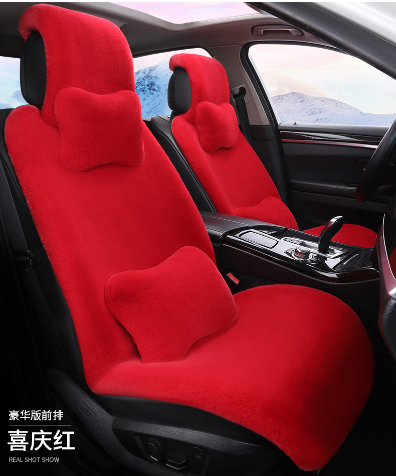 Cross-border 2026 new winter rabbit fur plush seat cushion with lumbar support, thickened car seat pad, car interior seat cushion, non-slip