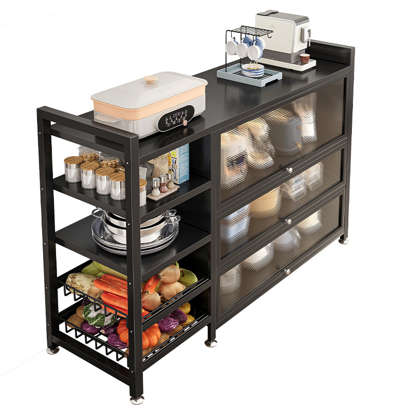 Estantes de cocina, gabinetes de almacenamiento multicapa de piso a techo, contra la pared, gabinetes de comedor multifuncionales para el hogar con tazón de puerta