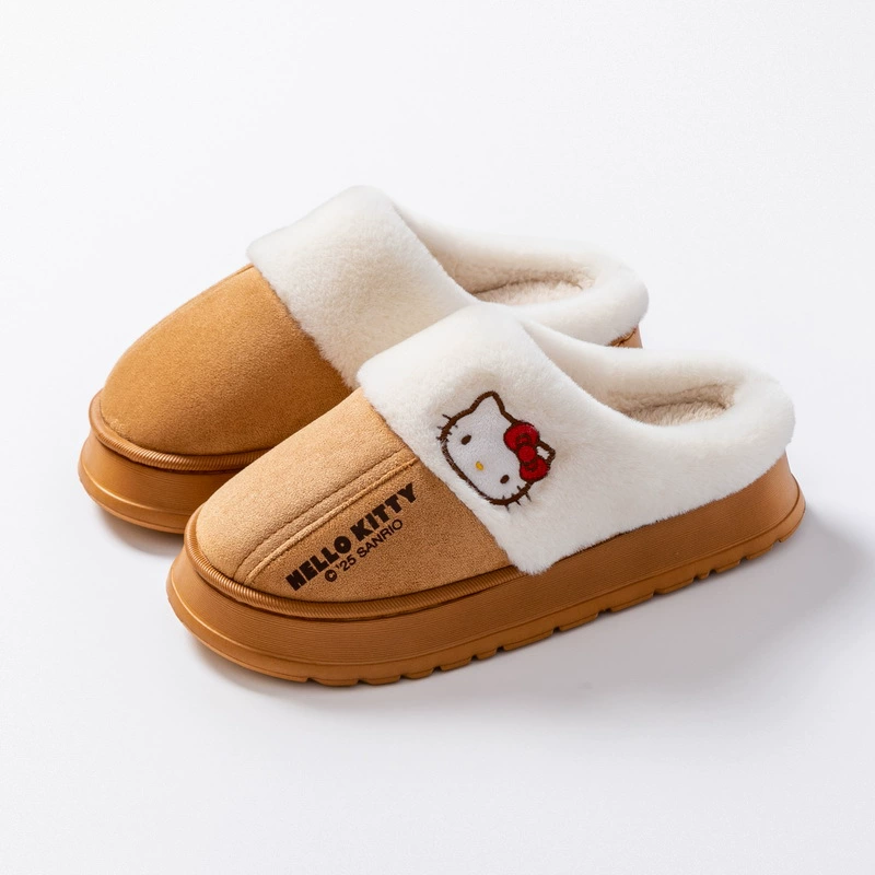 Тапочки Sanrio из хлопка для дома, для мамы и ребёнка, с персонажами (Hello Kitty/Cinnamoroll/Kuromi), размеры 28–41