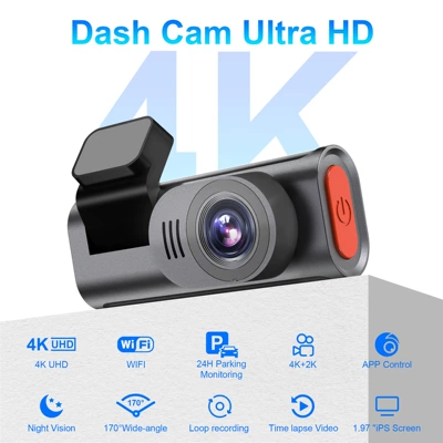 4Kgps Dash Cam with Front and Rear Dual Recording, Wifi Parking Monitoring, Dual-Lens Ultra-Clear Wide-Angle Car Camera (Driving recorder) - 4k-single-lens-camera-no-rear-pull