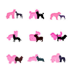 不同品种的狗硅胶模具DIY艺术巧克力软糖蛋糕，树脂钥匙链萨摩耶