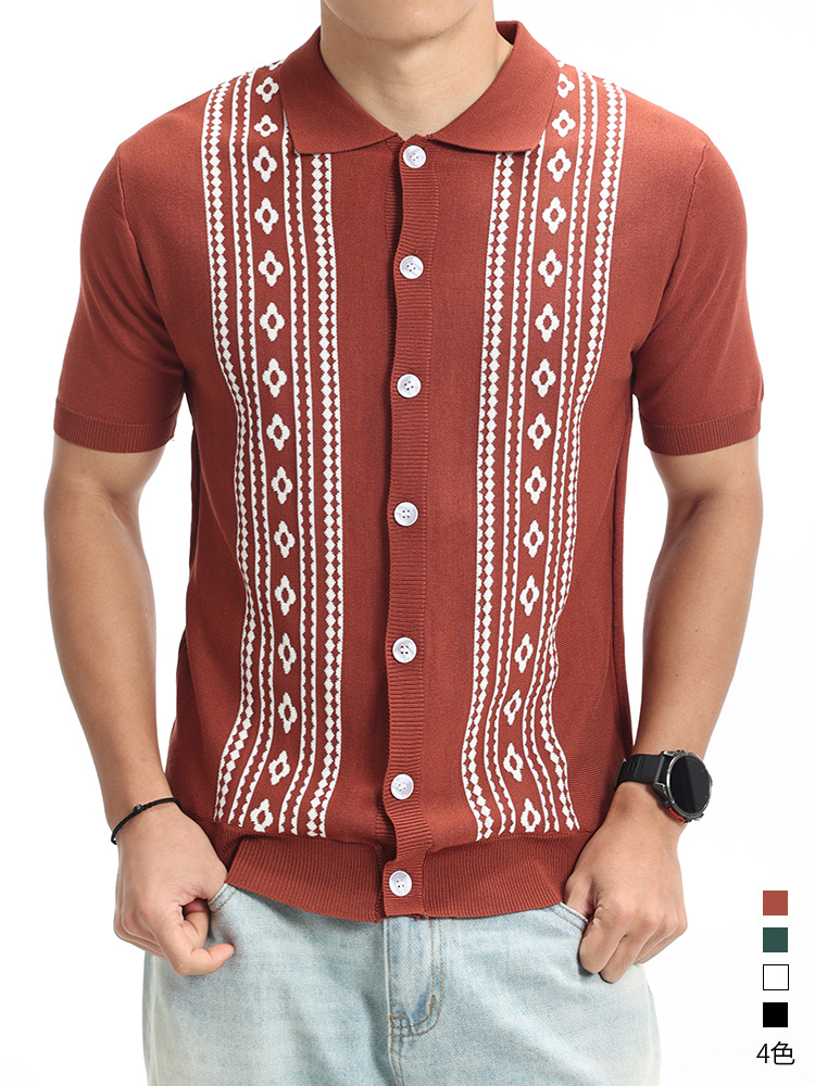 Camisas de polo de estilo europeo y americano de alto nivel para hombres de verano de mangas cortas, cuello de negocios casuales, camisas de polo para hombres