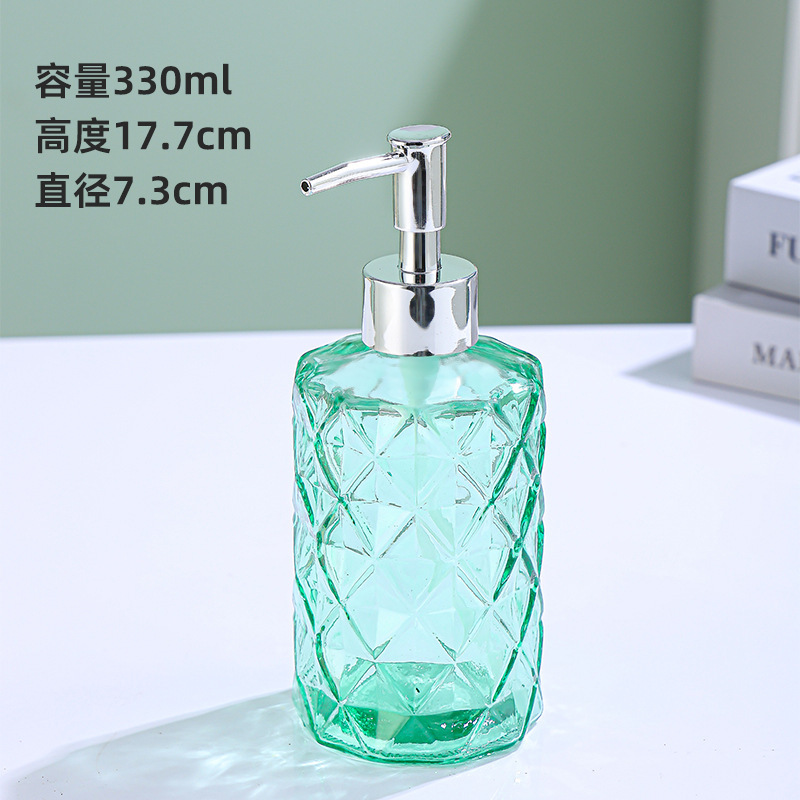 便利に分装した美しい押出式ポンプヘッド330ml手洗い液瓶電気めっきポンプヘッド有色ガラス手洗い液瓶|undefined
