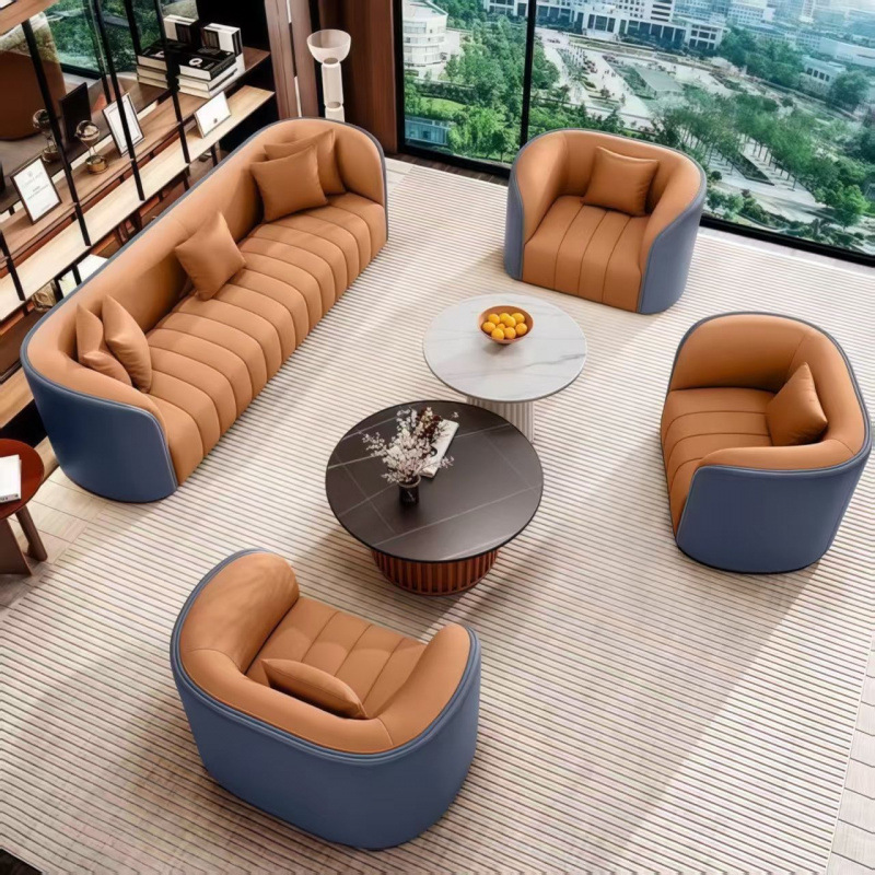 Light Luxury Sofa, Small Apartment Living Room, High-End Hotel Lobby, Office Rest Area, Reception Straight Sofa Set