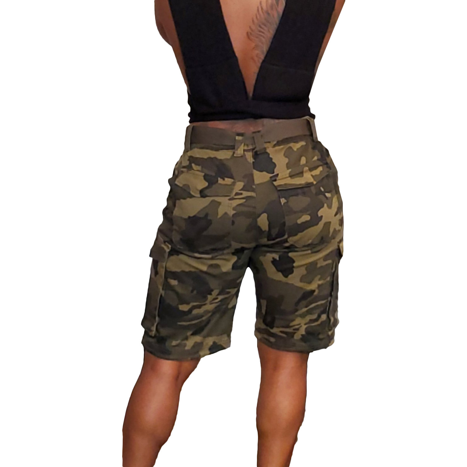 Women's Clothing Camouflage Overalls Spring Summer Fashion Drawstring Multi Pocket Design_ecoleips.com