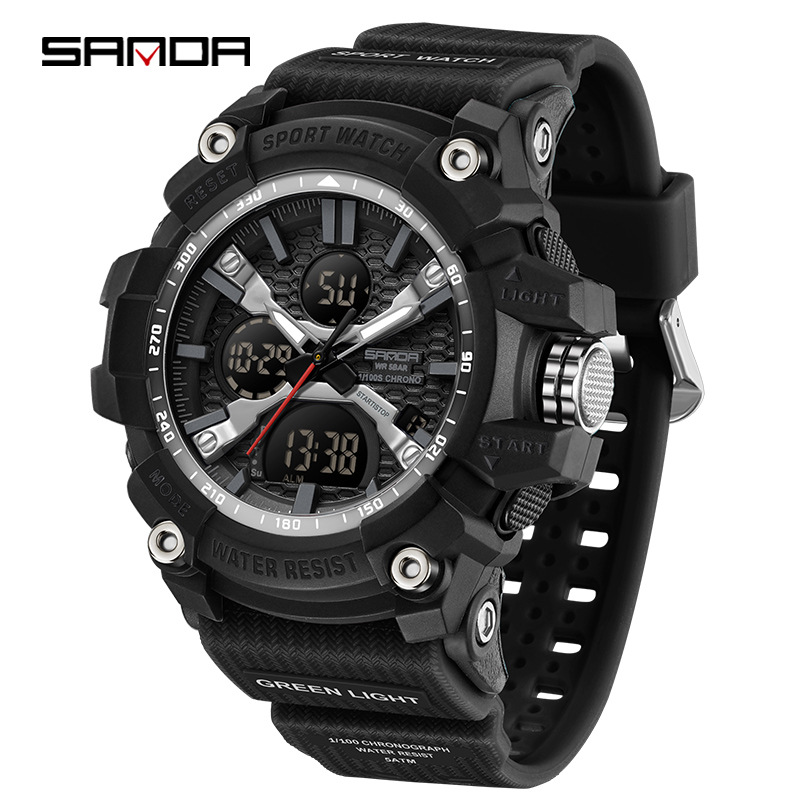 Sanda reloj de venta caliente deportes para estudiantes reloj electrónico luminoso fresco tendencia de moda reloj electrónico impermeable