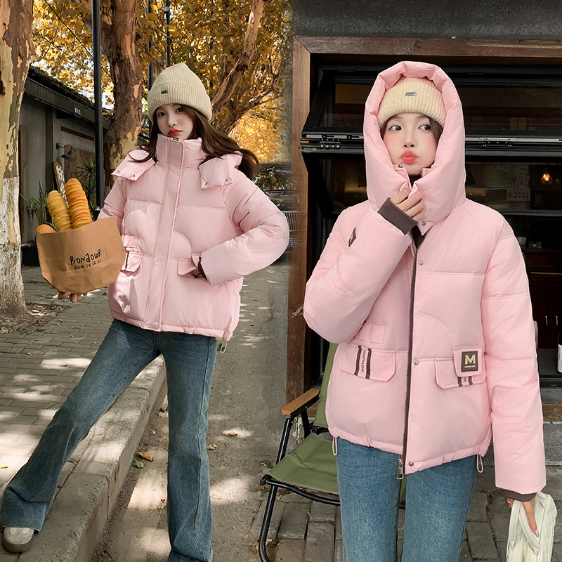 Invierno nuevo alumno encapuchado abrigo de algodón de estilo occidental 2024 mujer algodón de pluma caliente chaqueta de algodón de estilo pequeño
