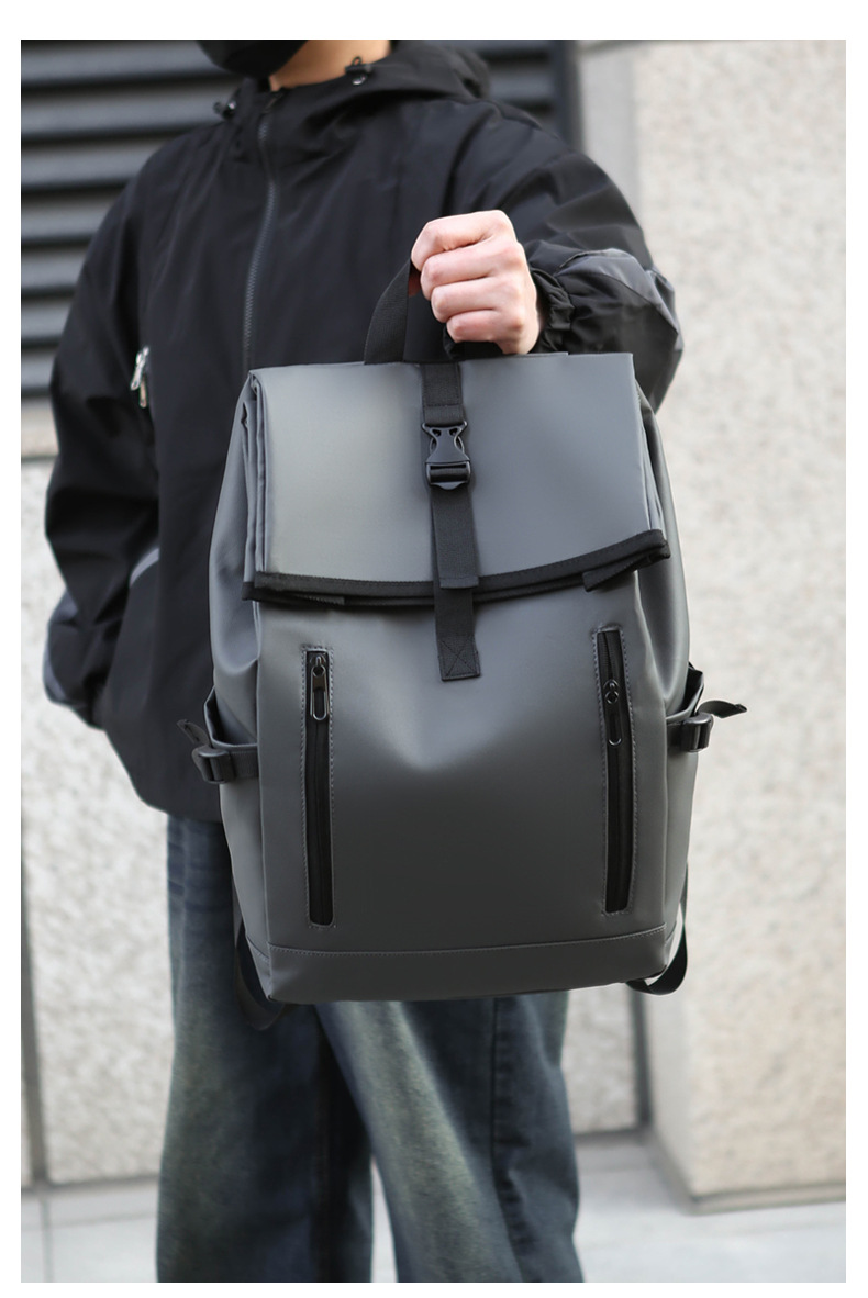 Cross-border fashion large-capacity backpack, men's high-end student schoolbag, new simple, casual and lightweight travel backpack undefined