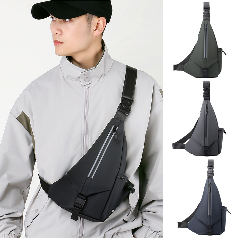 Skin film chest bag, men's casual backpack, one shoulder chest bag reflective chest bag, anti splash diagonal cross chest bagcommuting small backpack_voghion.com