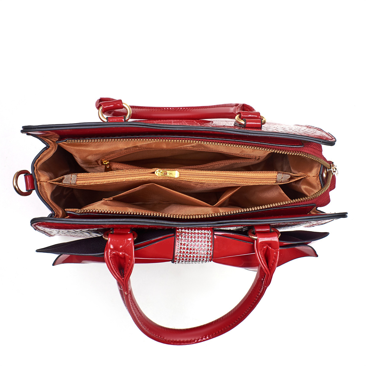 Bolsa de mano de comercio exterior transfronterizo 2025 nuevo elegante cocodrilo de gran capacidad de laca esmaltada cara brillante bolso de mochila
