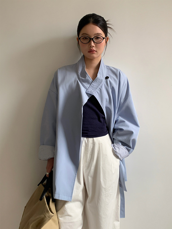 MOXI 十三行女装2025秋季新款韩版中长款半高领小个子风衣外套女|undefined