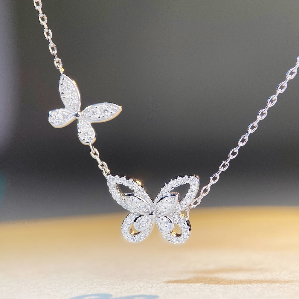 Simple Style Butterfly Sterling Silver Plating Zircon Pendant Necklace 1 Piece