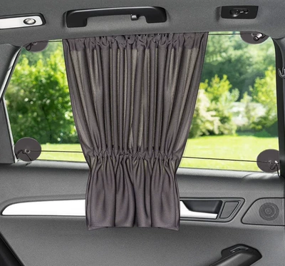 Cross-border Hot Sale Car Sunshade Curtain Side Window Privacy Sun Protection Shading Heat Insulation Sucker Car Curtain Car Interior Heat Insulation Curtain (Car curtains) - double-row-suction-cup-curtains-paired