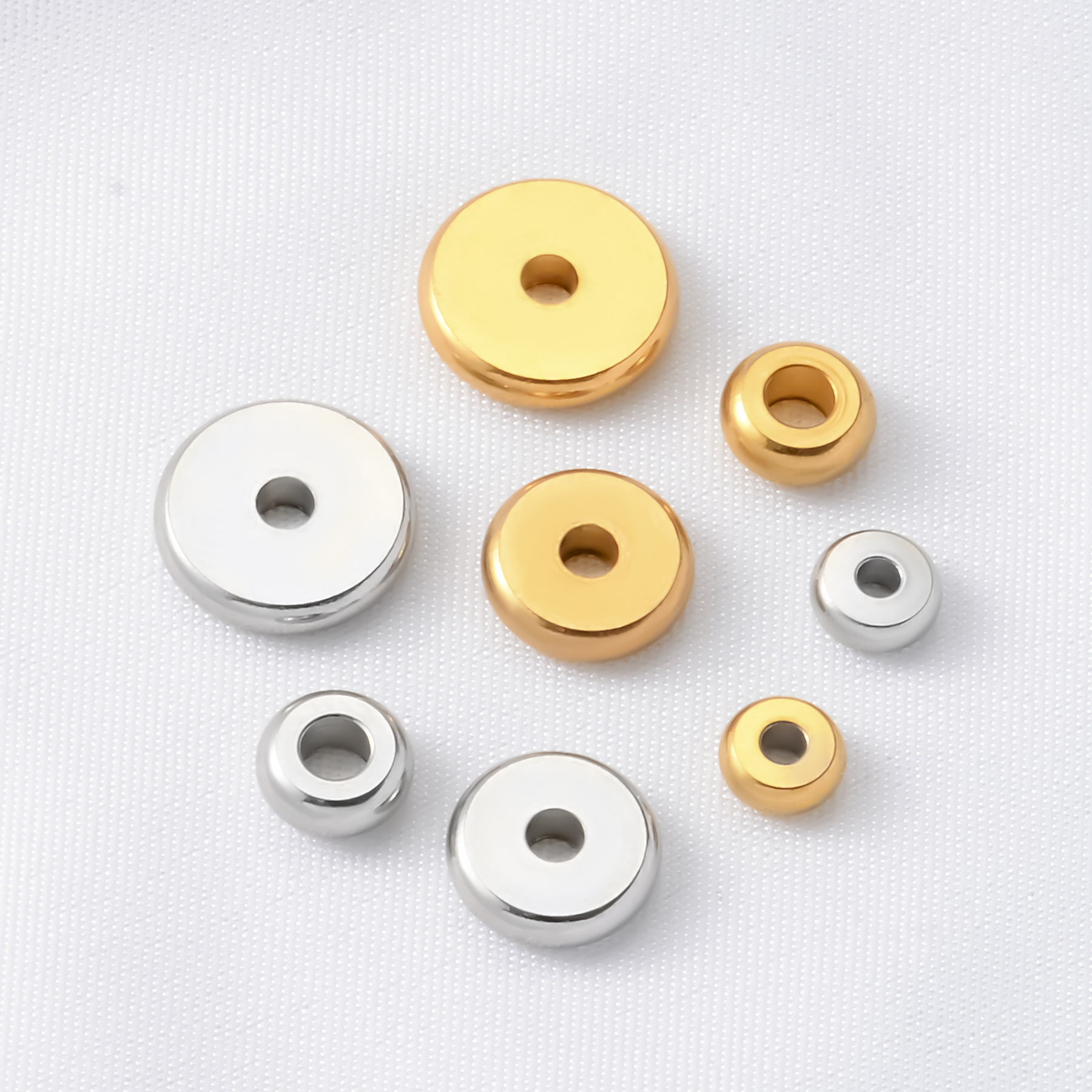 Perforated Beads Festival 50 PCS/Package 304 Stainless Steel Solid Color DIY Jewelry Accessories Beads