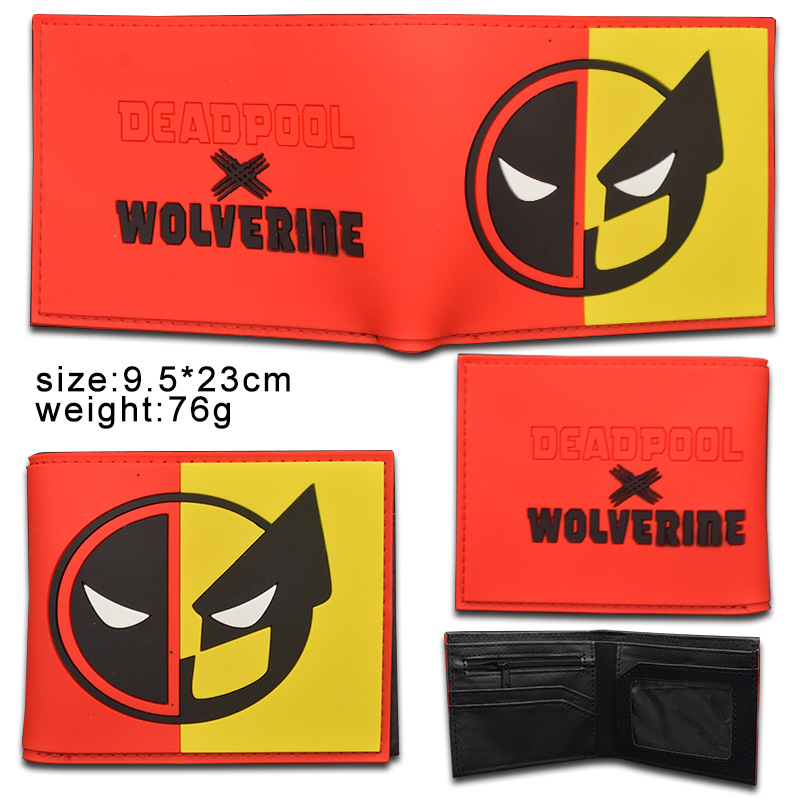 Superhéroes Deadpool Wolverine bolso de metal logo corto bolso de hombres y mujeres bolso de cambio de los Vengadores