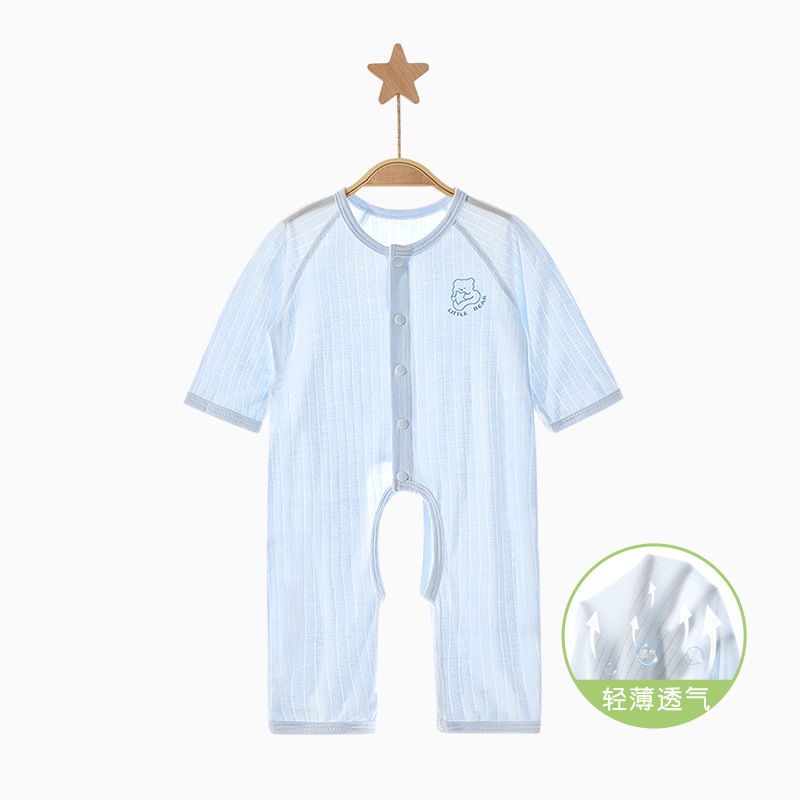 Ropa de bebé de una pieza, ropa de verano para recién nacidos, niños y niñas, pijamas delgados de manga larga con aire acondicionado, ropa de verano para bebés