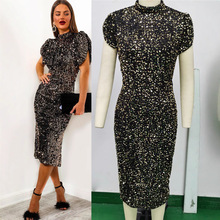 性感复古亮片连衣裙速卖通亚马逊独立站新款礼服欧美外贸跨境女装