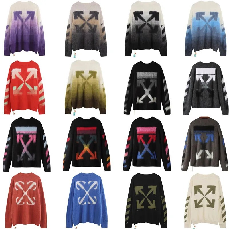 Autumn and Winter OFF OW WHITE Sweater Men's and Women's Autumn and Winter New Couple Arrow Knitted Shirt Long Sleeve Base Shirt Autumn and Winter OFF OW WHITE Sweater Men's and Women's Autumn and Winter New Couple Arrow Knitted Shirt Long Sleeve Base Shirt