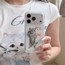 创意英文趣味可爱猫咪适用iPhone17苹果16ProMax/15Pro手机壳新款