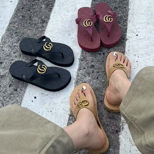 zhetao2025 Summer New Thick Flip Flops Solid Color Rubber Non-Slip Flip Flops Beach Casual Flip Flops