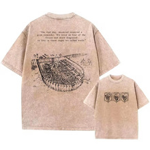 ŷ�봿��Y2K Streetwear Men Washed T-shirt Anime Atta