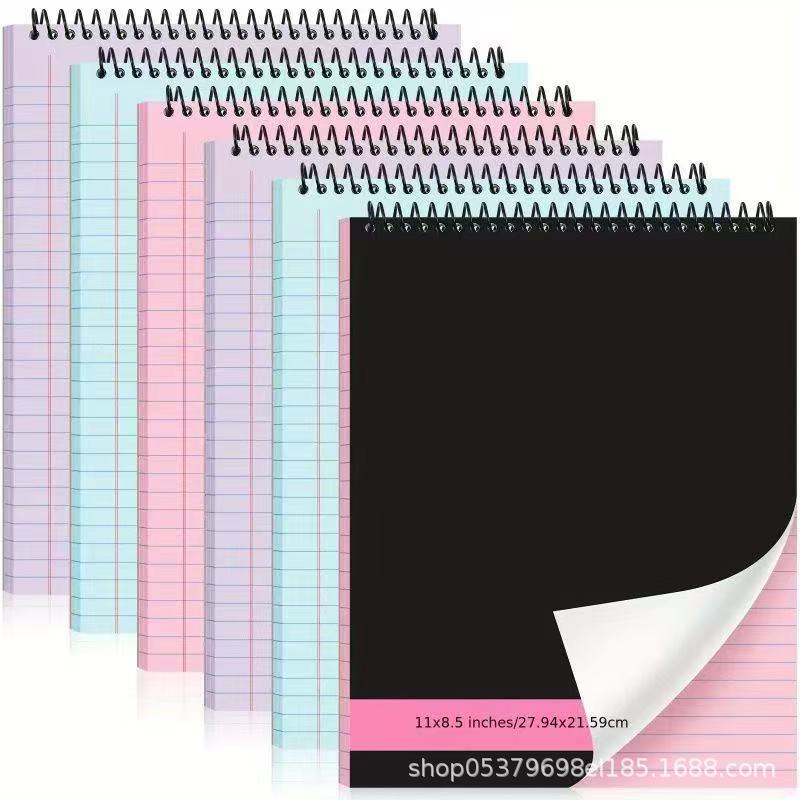 Minimalist foreign trade cover, colorful paper notebook, A5 tearable spiral notebook, student office lined notepad, cross-border American-style notebook