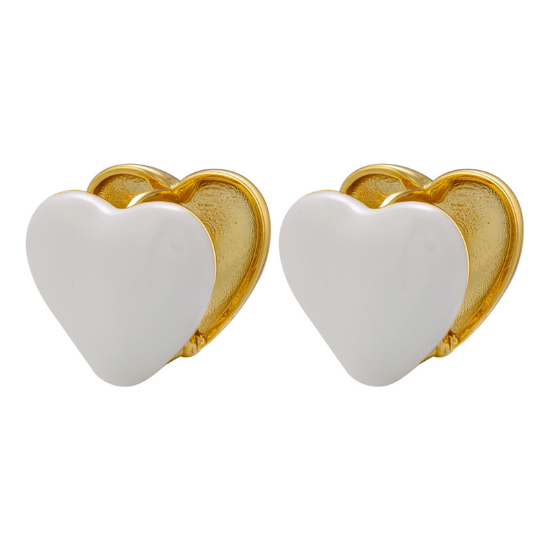 Fashion Heart Shape Brass Plating Ear Studs 1 Pair