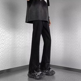2024 Autumn and Winter American Vibe High Street Stretch Black Slim Straight Leg Buttoned Jeans Men's Casual Loose