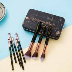New 8-Piece Marble Texture Iron Box Makeup Brush Set, Eyeshadow Brush, Powder Brush, Directly Supplied by Beauty Makeup Tools Manufacturer