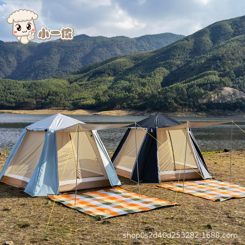 Aluminum Alloy Tent Outdoor Fully Automatic 3-4 People 2 People Double-layer Thickeneded Rainproof Camping Style Quick-open Vinyl
