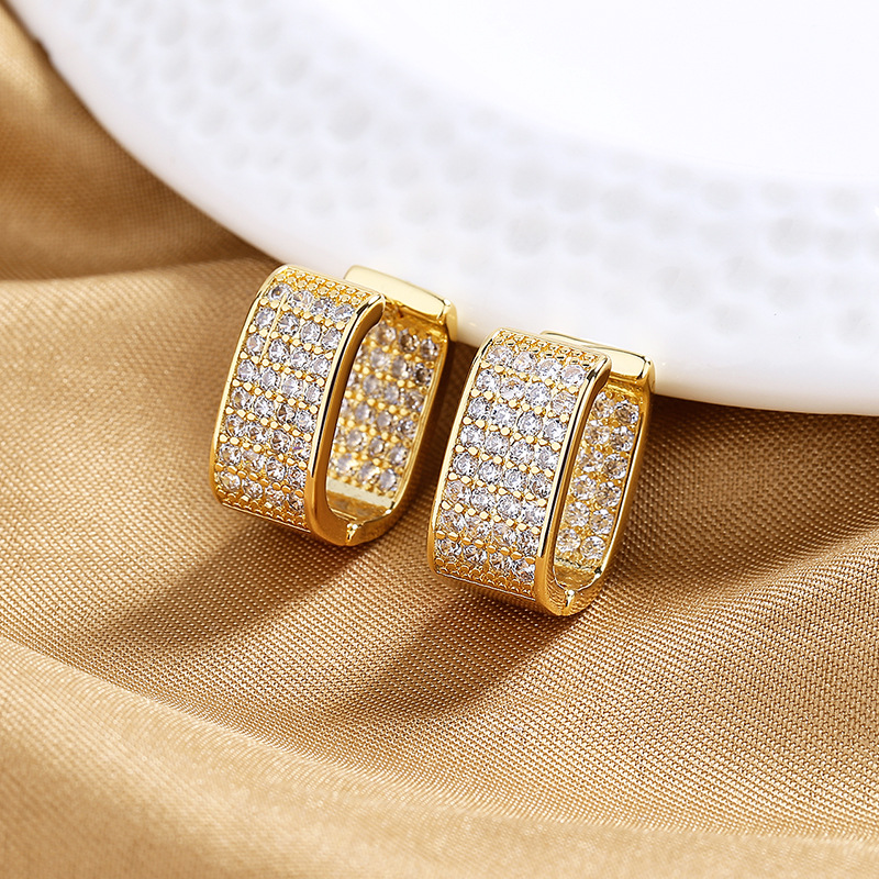 8g Weight Rhinestones Inlay Material Earrings Classification 1 Pair Quantity 1 Pair Simple Style Solid Color Copper Inlay Rhinestones Earrings