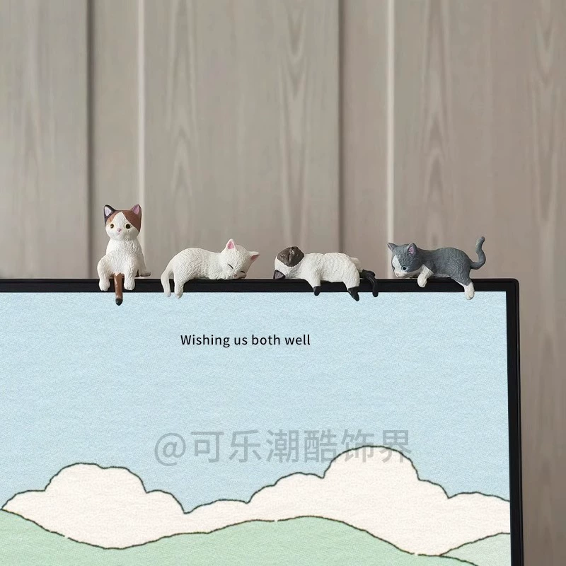 Симпатичный кошачий компьютерный дисплей маленький украшение рамка экрана украшает письменный стол декоративные украшения