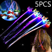 5pcs Glow Hair Braid LED Luminous Flower Hair Clip Light Up