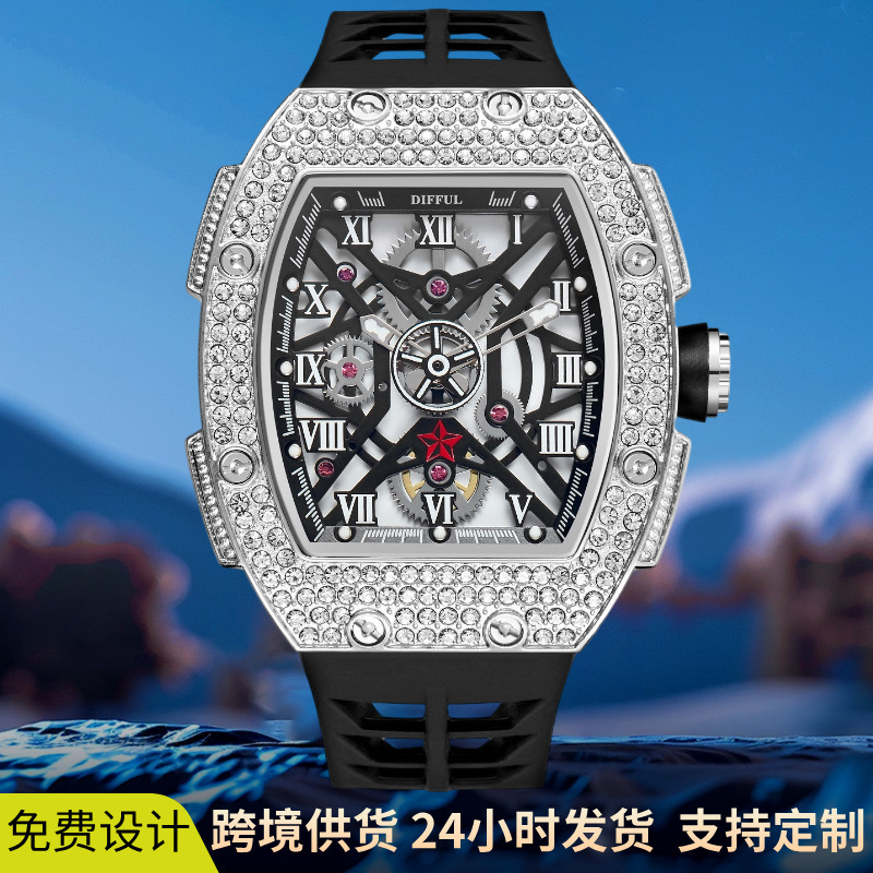 国境を越えた人気のDIFFULブランドの高級メンズ腕時計リチャードモデルバレルタイプの新しいファッションメンズクォーツ時計|undefined
