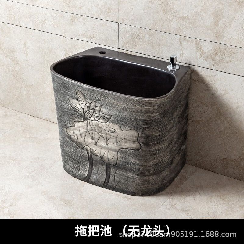 Ceramic Mop Sink for Outdoor Use, Heat-Resistant and Frost-Resistant, Suitable for Car Washing, Balcony, Home Use, Bathroom, and Outdoor Patio