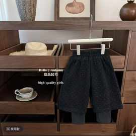 新款女童加厚儿童长裤加绒2025秋冬假两件靴裤深秋女宝呢子裤时髦
