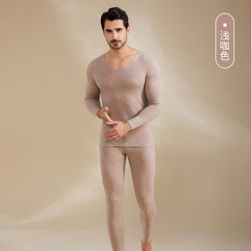 A級デロンカシミヤシルク蓄熱シームレス保温下着セット カップル向け 秋冬10A抗菌秋服秋パンツ