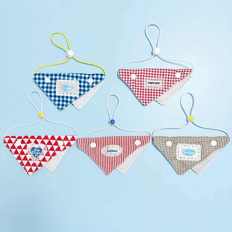 Оптовая продажа салфеток для животных, собачьих клетчатых треугольных полотенец, карманов для слюны, регулируемых сетчатых нагрудников для кошек