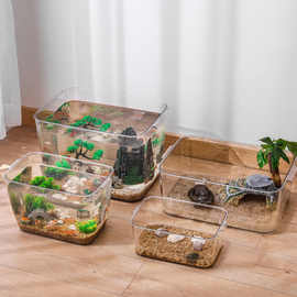 鱼缸批发高清透明塑料家用桌面客厅金鱼缸仿玻璃乌龟缸造景生态缸