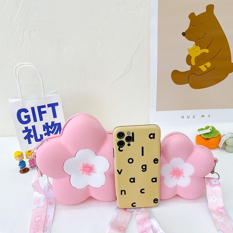 Crossbody Bag Bags Type Casual Occasion Silica Gel Material Waterproof Function Kid's Silica Gel Flower Cute Round Zipper Crossbody Bag