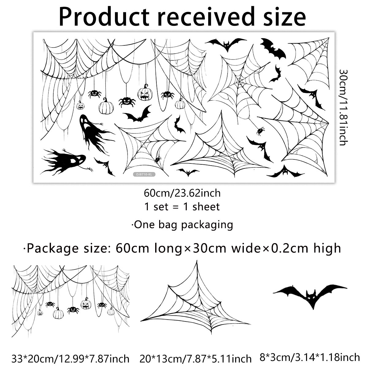 wall Sticker /wall Decal /wall Mural DJ8710 New Halloween Bat Spider Web Window Self-Adhesive Wall Electrostatic Sticker Removable Without Adhesive_voghion.com