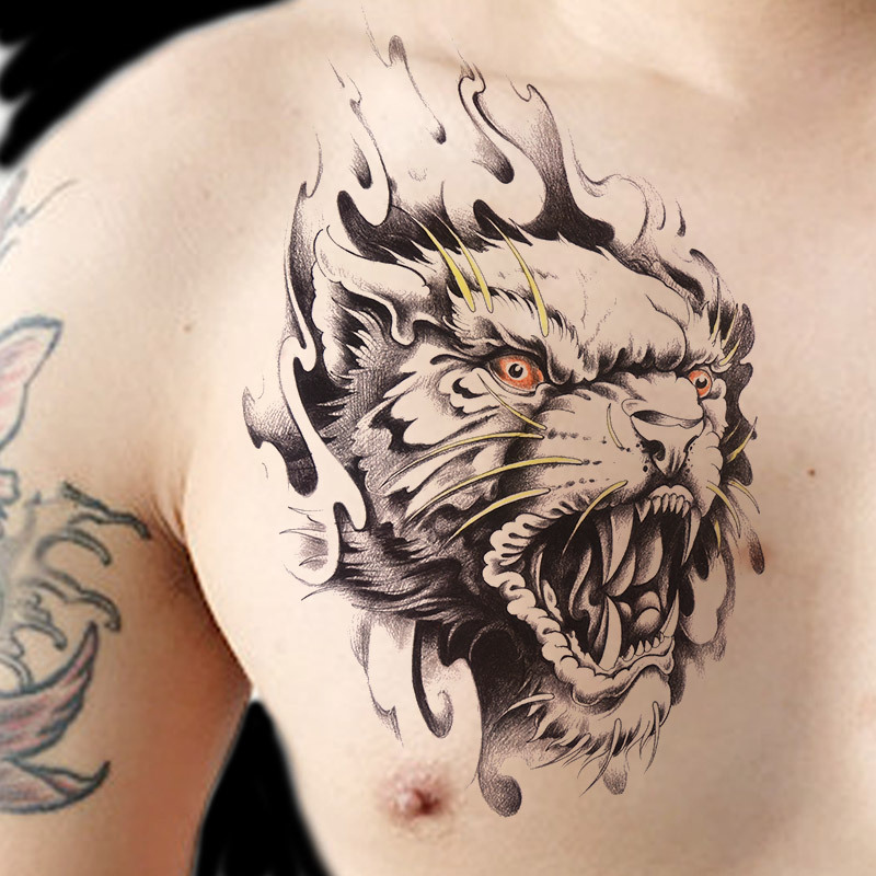 Flower arm Tattoo sticker waterproof men and women Lasting lifelike Sexy image Diablo tiger black