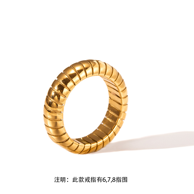 12g Weight PVD Coated Gold Plating Process Real Gold Plated Plating Material Open Rings Classification One Size Ring Size 1 Piece Quantity Holiday, Daily Occasion 304 Stainless Steel Material Geometric Pattern Women's Gender Retro Style Wholesale Jewelry Retro Geometric 304 Stainless Steel 18K Gold Plated Open Rings 6
