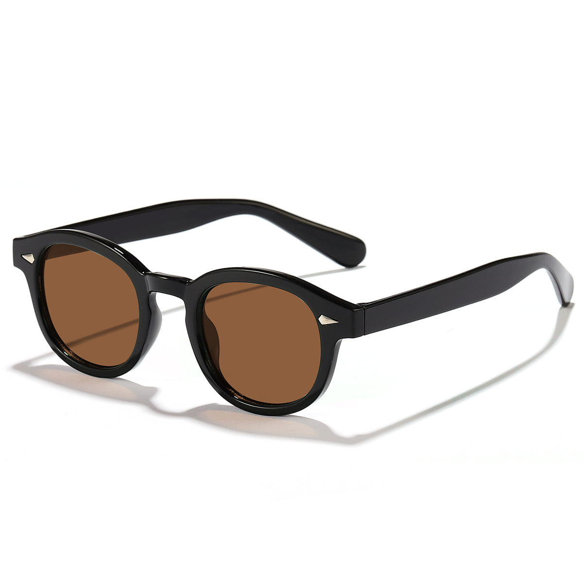 Nuevo clavo beige retro pequeño marco redondo océano pieza hombres y mujeres de moda todo-fósforo UV prueba gafas de sol