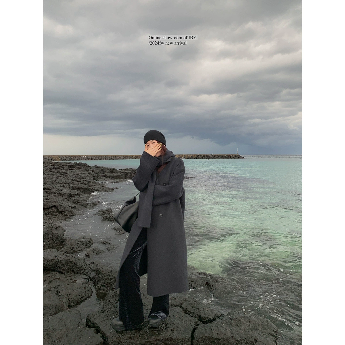 【Без возможности возврата или обмена】Атмосферное шерстяное пальто-шарф для женщин, удлиненное зимнее, двустороннее шерстяное пальто на завязках