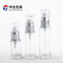 现货透明玻璃直圆瓶、20\30\40ml体香露、精华液、精油水乳分装瓶