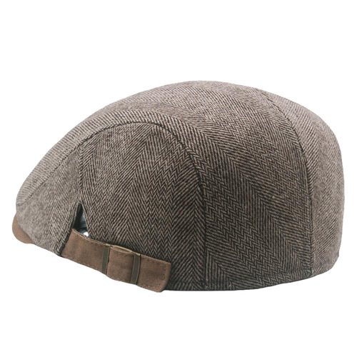 Large-brimmed Herringbone Nibe Fedora Hat for Men, Fleece-Lined, Amazon Bestseller in Foreign Trade—Warm Autumn/Winter Newsboy Cap