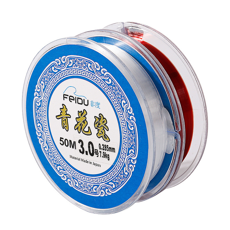Fiduo equipo de pesca azul porcelana de 50 metros línea de pesca principal línea de pesca de seda original línea de pesca competitiva de pesca de Taiwán equipo de pesca línea de pesca de nylon