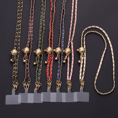 Yi Lian's new metal adjustable leather diagonal diy mobile phone case jewelry accessories hand-woven diagonal chain